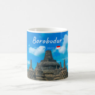 Borobudur, Indonesien - Forntida Buddhisttempel Kaffemugg