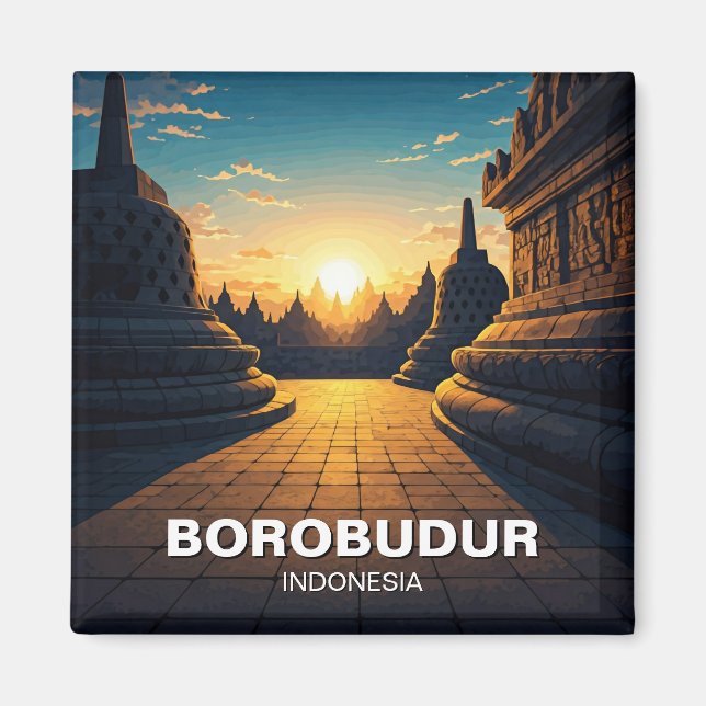 Borobudur Indonesiens Unesco-världsarv Magnet (Framsidan)