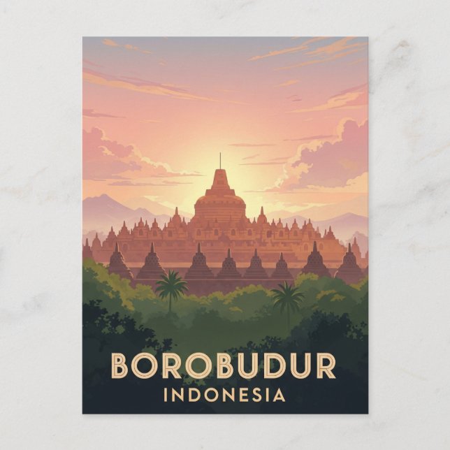 Borobudur Indonesiens Unesco-världsarv Vykort (Framsida)