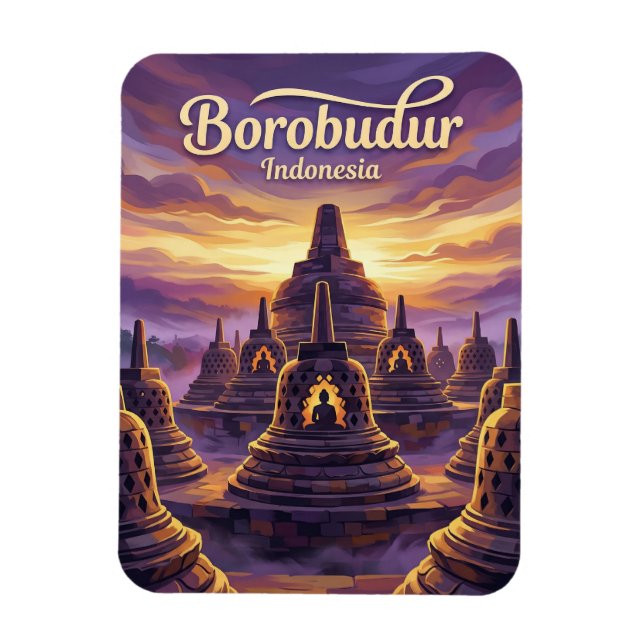 Borobudur-templet Indonesien Magnet (Vertikal)