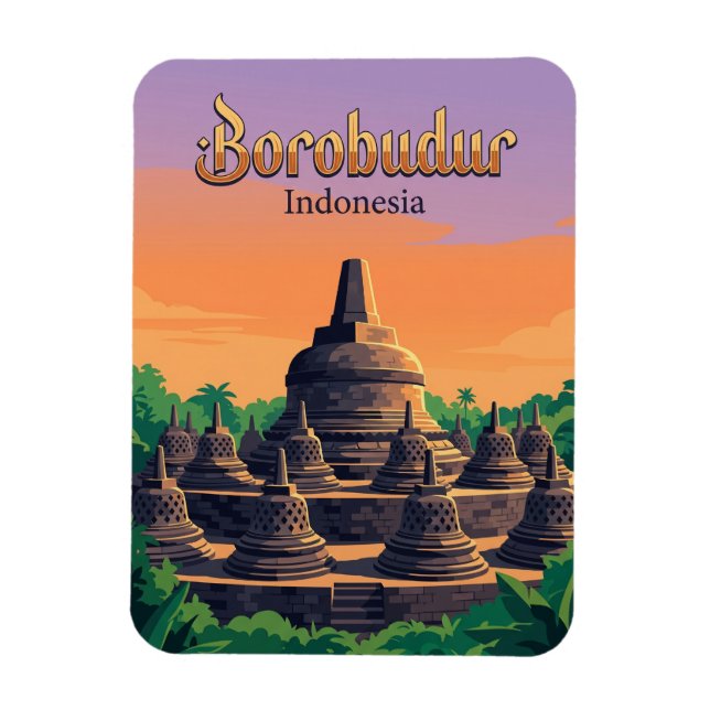 Borobudur-templet Indonesien Magnet (Vertikal)