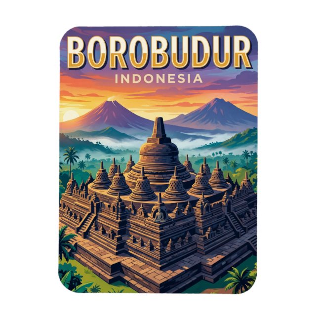 Borobudur-templet Indonesien Magnet (Vertikal)