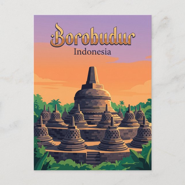 Borobudur-templet Indonesien Vykort (Framsida)