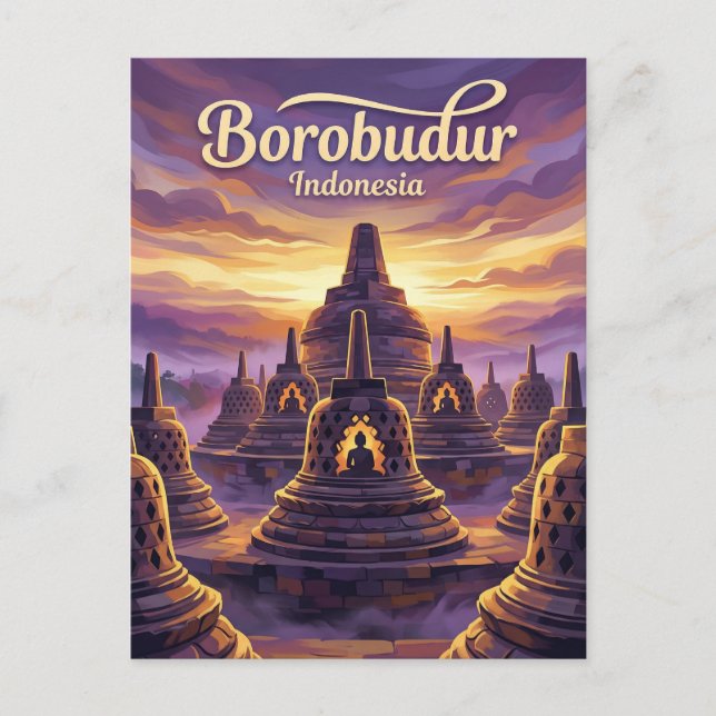 Borobudur-templet Indonesien Vykort (Framsida)