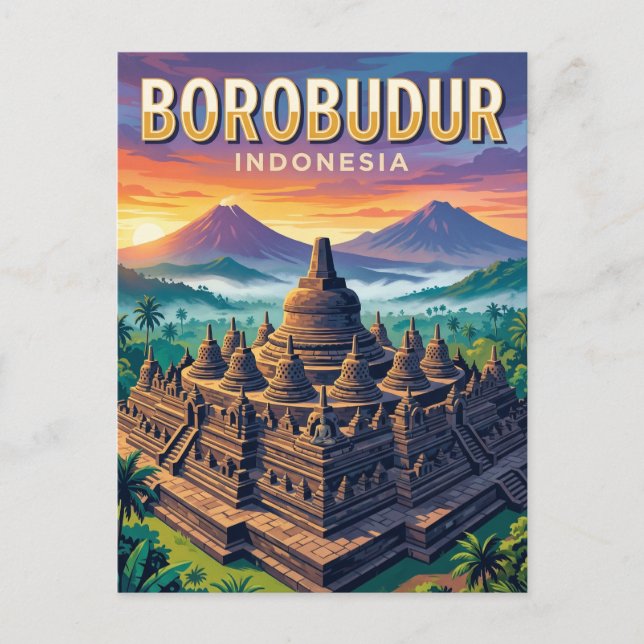 Borobudur-templet Indonesien Vykort (Framsida)