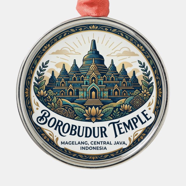 Borobudurtemplet Indonesien Julgransprydnad Metall (Framsidan)