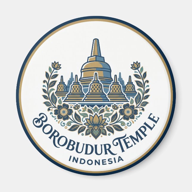 Borobudurtemplet Indonesien Magnet (Framsidan)