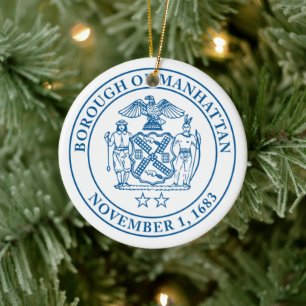 Borough of Manhattan, NYC Julgransprydnad Keramik