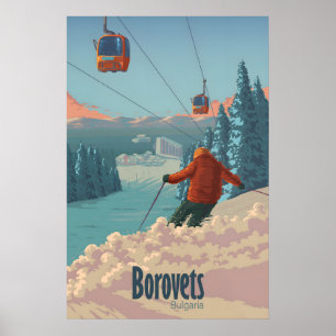 Borovets Bulgarien skidort resa affisch