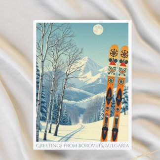 Borovets, Bulgarien skidsemester retro vykort