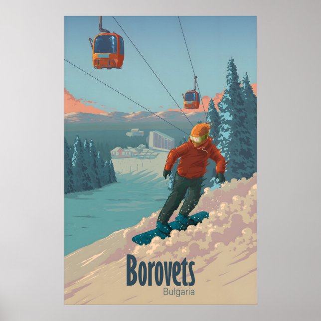 Borovets Bulgarien Snowboard Resa Affisch (Framsidan)