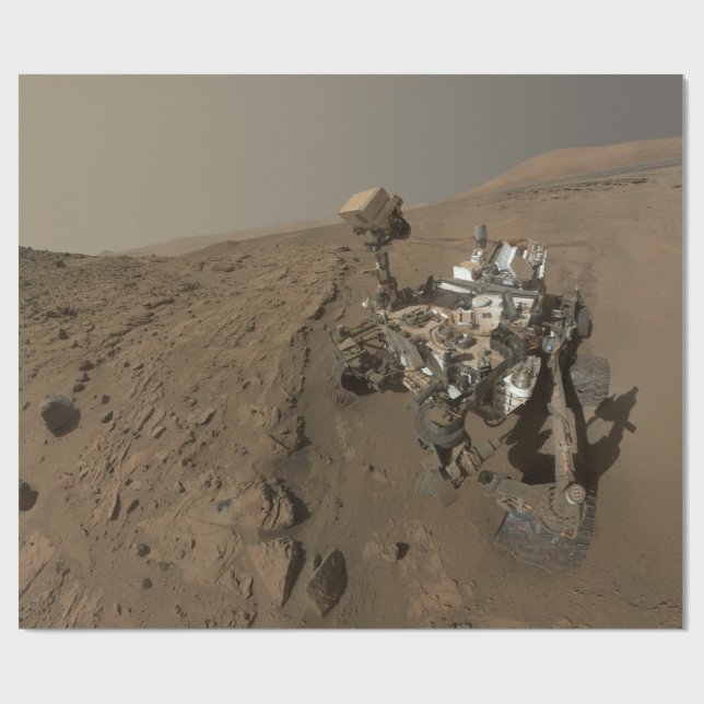 Borrande Mars Curiosity Röd Marslandskap Presentpapper (Platt)