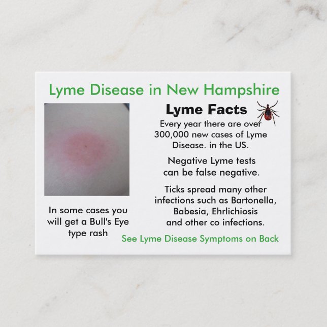 Borrelios i New Hampshire Informationskort Visitkort (Framsida)
