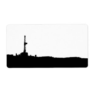 Borrning Rig Silhouette Shipping Lable Fraktsedel