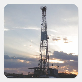 Borrning Rig Sunset Fyrkantigt Klistermärke