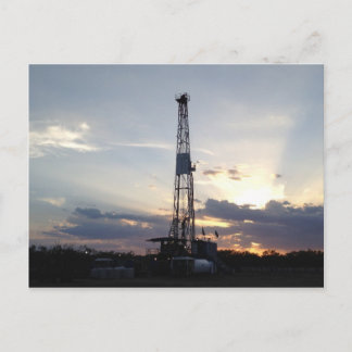 Borrning Rig Sunset Vykort
