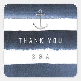 Börsbröllop på ankarbanan i rand vid vattenfärgsfl fyrkantigt klistermärke