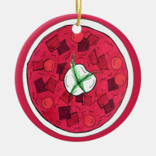 Borscht Östra European Red Beet Beet Soppa Julgransprydnad Keramik