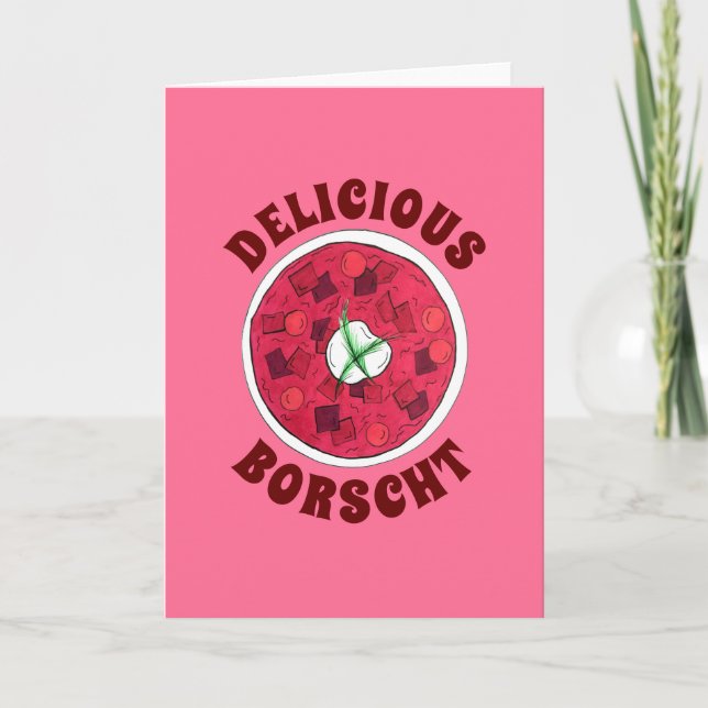 Borscht Östra European Red Beet Beet Soppa Kort (Framsida)