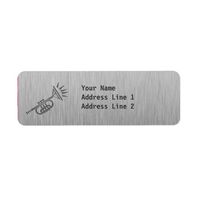 Borshed metall-look Trumpet Returadress Etikett (Framsidan)