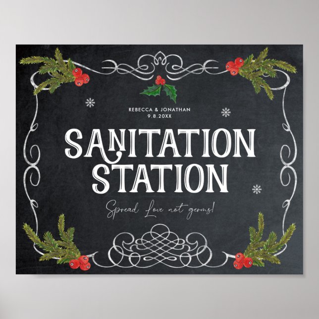 Börsskylt för vinterbröllop i Sanitation Station c Poster (Framsidan)