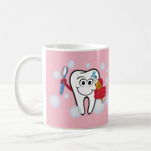 Borsta dina tänder med rosa bakgrund kaffemugg