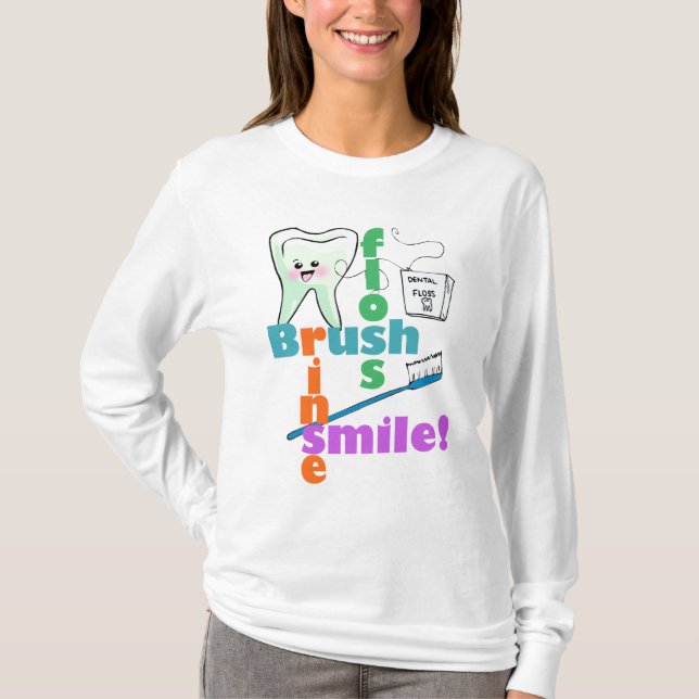 Borsta Floss sköljer leende T Shirt (Framsida)