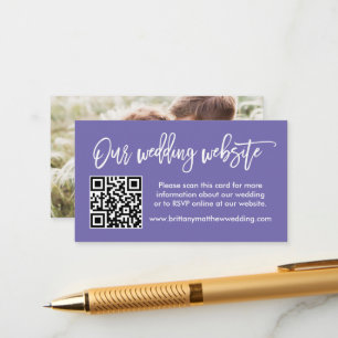 Borsta Skrift Bröllopswebbplats QR Foto Periwinkle Tilläggskort