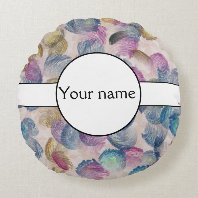 Borsta slår abstrakt design rund kudde (Framsidan)