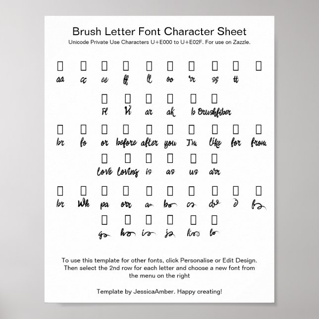 Borstad bokstavs teckensnitt Karakterblad Svirrlar Poster (Framsidan)