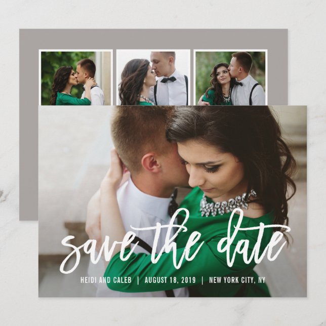 Borstad charm REDIGERBAR FÄRG Spara datum-kort Inbjudningar (Fram/baksida)