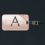 Borstad metall för rosa ros skrivar guld den bagagebricka<br><div class="desc">Rosa guld - omkullkastar rodna rosor borstad metall och namn för gnistraglitterMonogram och den initiala bagagemärkren för en möhippa och att gifta sig bröllopsresa eller det Bachelorette partyet. Detta hänger lös märkren är perfekt för back to school,  arbete eller att resa.</div>