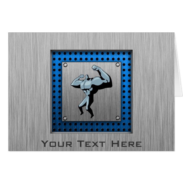 Borstad metalllookkroppsbyggare hälsningskort (Framsidan Horizontal)
