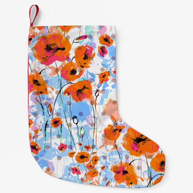 Borstad Poppies: Abstrakt Blommigt Struktur Liten Julstrumpa (Framsidan)