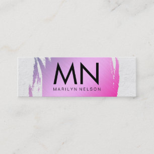 Borstad Rosa med Vit Struktur och Chic Monogram Mini Visitkort