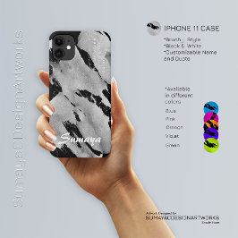 Borstad svart-vit iPhone 11-fodral | Anpassningsba
