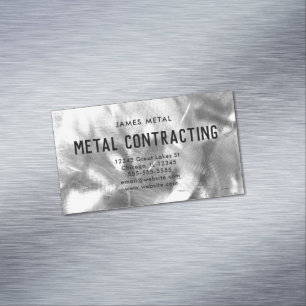 Borstade Metallstruktur Foto Magnetiska Visitkort
