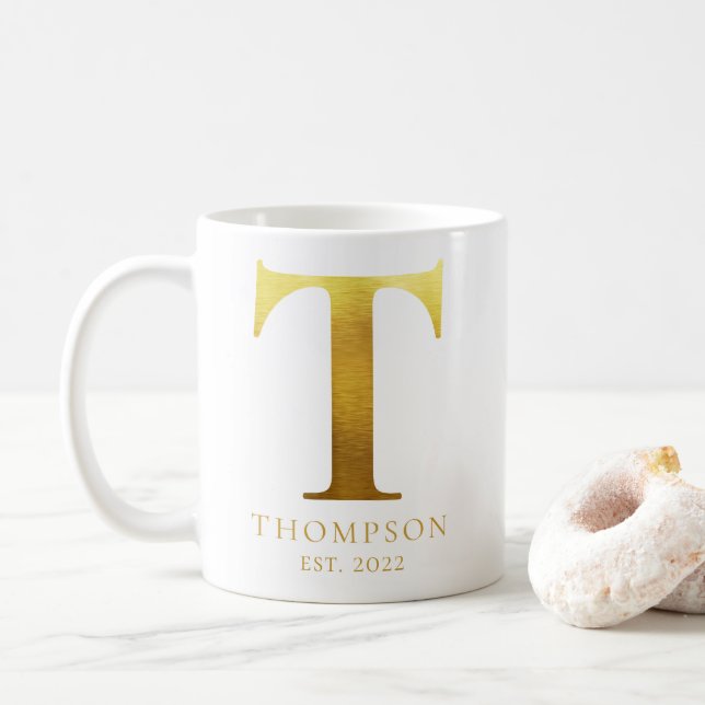 Borstat Metall Guld Monogram T Kaffemugg (Med munk)