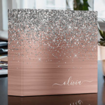 Borstat Metall Rosa Guld Silver Glitter Monogram