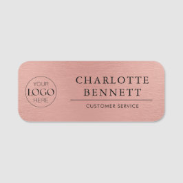 Borstat Metallisk Roséguld Logotyp Anställd Person Namnbricka