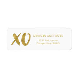 Borstat XOXO-guld omkullkastar Returadress Etikett