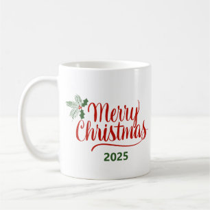 Borste Kalligrafi God Jul 2025 Kaffemugg