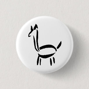 Borste Ritning Lama Alpaca Häst Djur Knapp