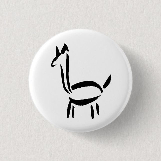 Borste Ritning Lama Alpaca Häst Djur Knapp (Framsida)