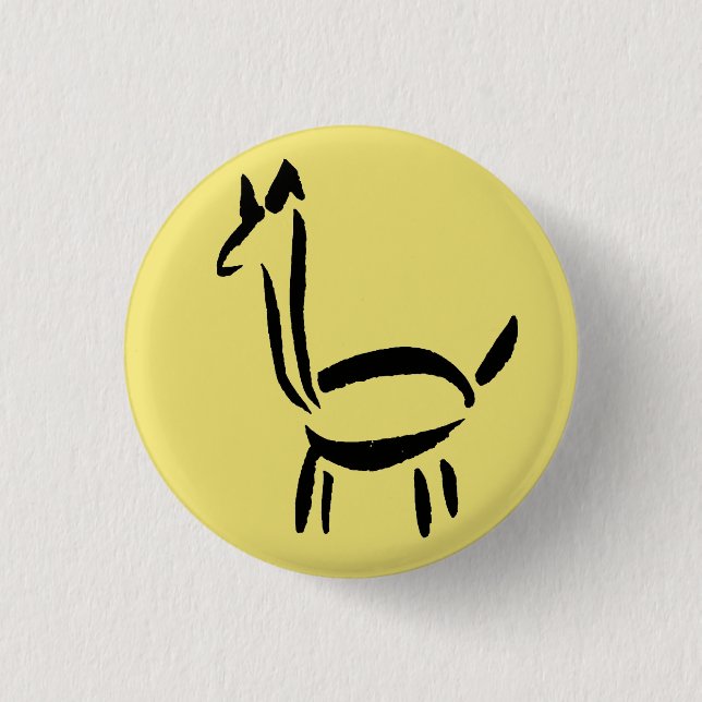 Borste Ritning Lama Alpaca Häst Djur Knapp (Framsida)