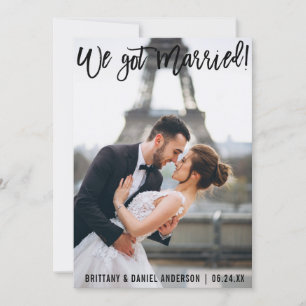 Borstskrift Modern Vi Gift Par Foto Meddelande