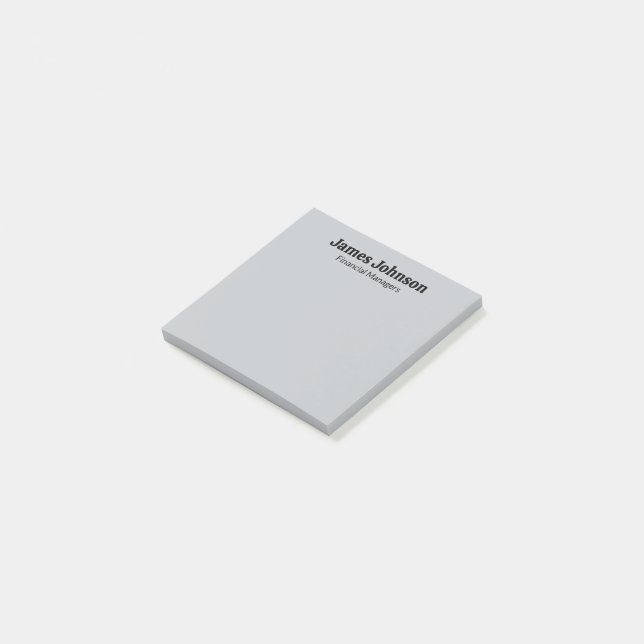 Borstvättad Silver Retro Fet Serif Dator Namnskylt Post-it Block (Vinklad)