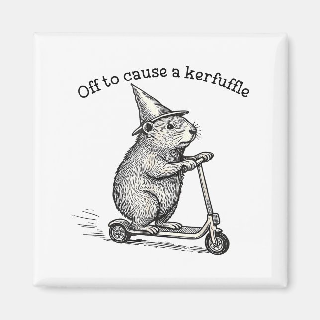 Bort för att orsaka en röra Capybara Scooter Kaos  Magnet (Framsidan)