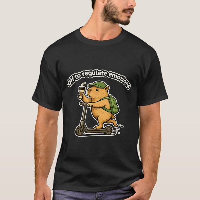 Bort för att reglera känslor rolig capybara kaffeB T Shirt (Framsida)