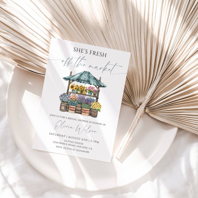 Bort från marknadens bröllopsfest – blommor inbjudningar (Skapare uppladdad)